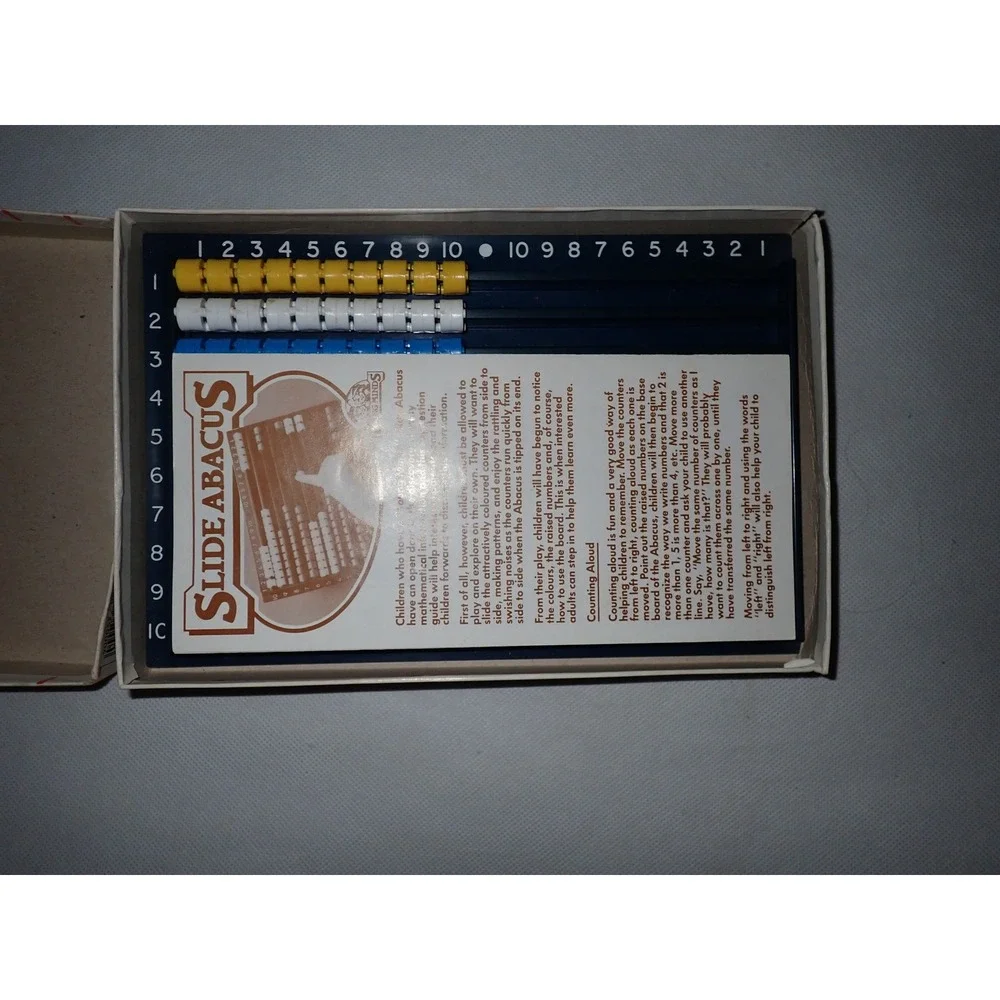 Young Minds Kids Vintage Slide Abacus Math Counting Toy 3500 w/ Box 1984